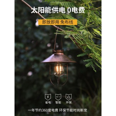 太阳能灯户外LED吊灯复古装饰壁灯铁艺灯泡别墅景观花园庭院路灯图2
