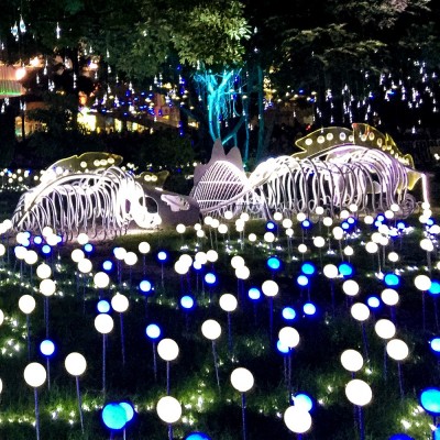 led铜丝圆球地插灯 户外公园装饰景观灯 太阳能款发光圆球铜线灯图4