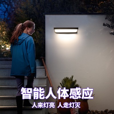 户外壁灯太阳能灯防水庭院灯别墅免布线方形人体感应室外阳 台墙灯图2