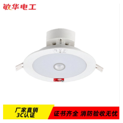 敏华电器自电应急灯 人体感应4寸塑料筒灯M-ZLZD-E8W1159