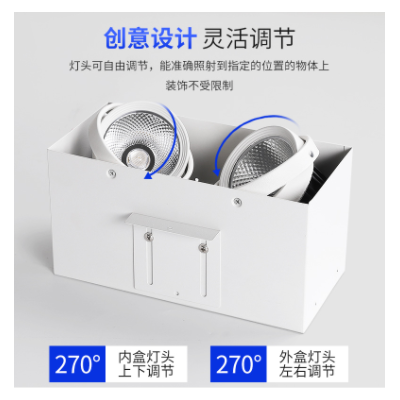 铝方通吊顶专用led双头10x20射灯方形木方通筒灯明装15*15斗胆灯图3