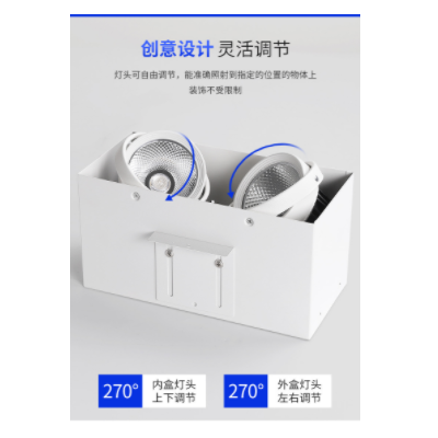 铝方通吊顶专用led双头10x20射灯方形木方通筒灯明装15*15斗胆灯图4