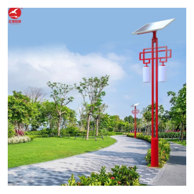 市电互补太阳能路灯圆形景区公园小区户外led庭院灯红色景观灯图2