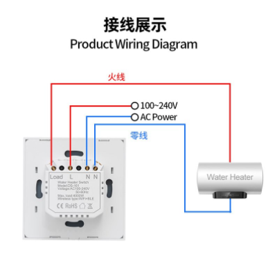 智能无线热水器触摸开关zigbee20A面板苹果系统定时开关批发定制图2