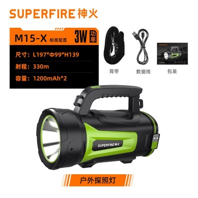 神火跨境M15-X户外多功能手提远射强光手电筒led探照灯图2