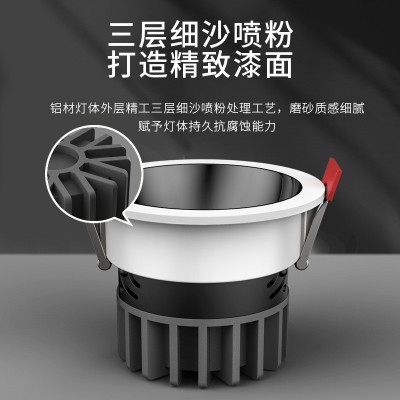 小山丘筒灯嵌入式深杯防眩洗墙灯客厅家用天花灯窄边led射灯批发图5