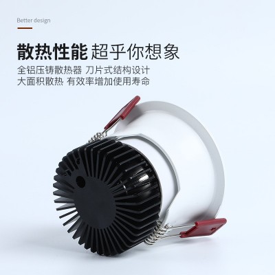 洗墙射灯led 家用无主7W75窄边酒店天花嵌入式三色变光防眩图4