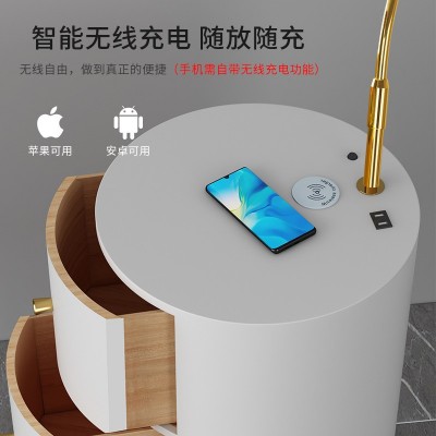 网红落地灯客厅沙发旁边几卧室床头柜置物轻奢高级感充电台灯一体图4