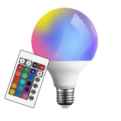 LED遥控变色灯泡三色变光E27螺口110V220V氛围灯七彩R GB彩色灯泡图5