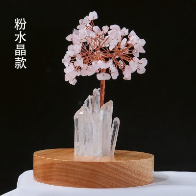 天然紫水晶树夜灯座桌面摆件白水晶单晶体能量石床头灯装饰批发图4