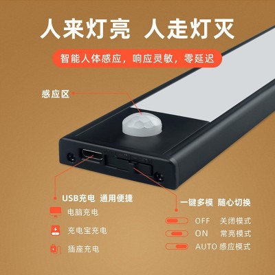 智能人体感应小夜灯 家用卧室过道灯 衣柜厕所充电楼梯光控床头灯图4