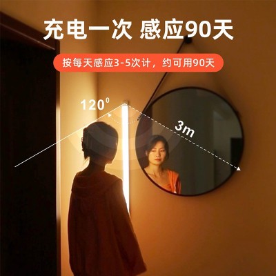 智能人体感应小夜灯 家用卧室过道灯 衣柜厕所充电楼梯光控床头灯图3