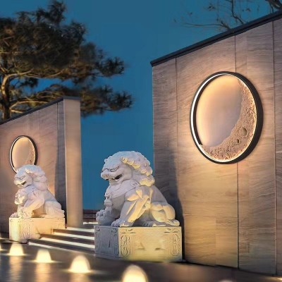 户外防水壁灯现代简约别墅庭院灯仿真月亮阳台花园过道壁灯图4