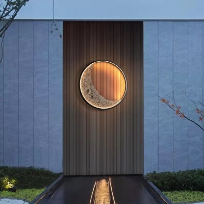 户外防水壁灯现代简约别墅庭院灯仿真月亮阳台花园过道壁灯图3