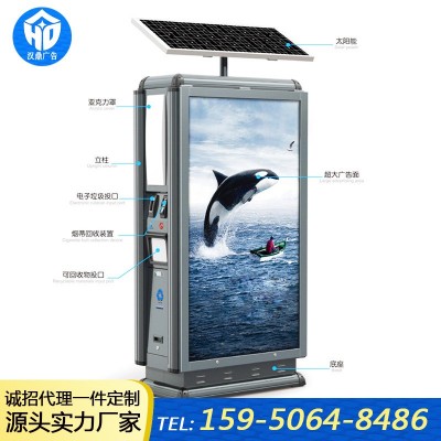 汉鼎广告 太阳能滚动广告灯箱 户外环卫果皮回收箱垃圾箱广告牌图2