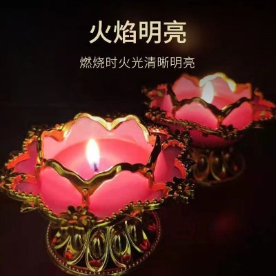 纯植物酥油灯莲花灯家用无烟蜡烛新年祝福长明灯生日蜡烛灯批发图4