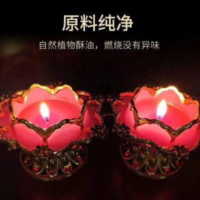 纯植物酥油灯莲花灯家用无烟蜡烛新年祝福长明灯生日蜡烛灯批发图3