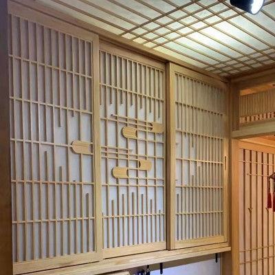 实木花格门定制隔断镂空吊轨门格栅木雕仿古门窗手工榫卯玄关屏风图5