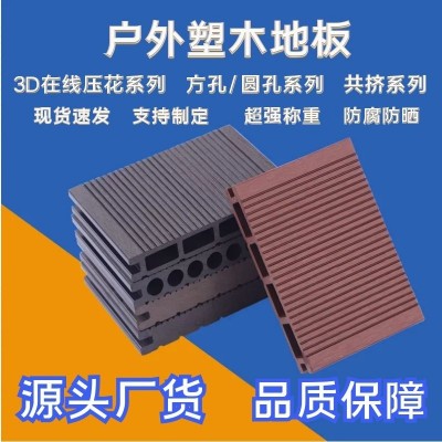 批发塑木户外地板共挤圆孔地板栈道阳台庭院地板实心塑木地板图1