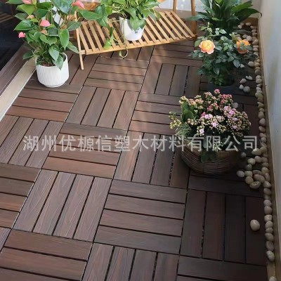 塑木地板户外花园庭院阳台地面铺设露台自拼二代共挤木塑拼接防滑图3