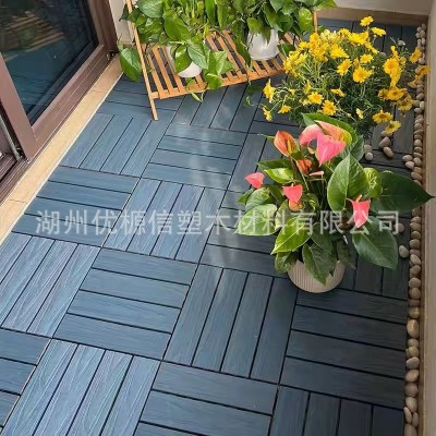 塑木地板户外花园庭院阳台地面铺设露台自拼二代共挤木塑拼接防滑图4