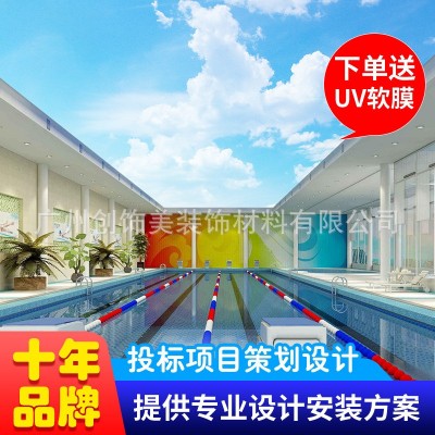 厂家直销软膜天花吊顶透光膜发光LED灯膜泳池游泳馆全国工程承接图2