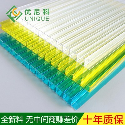 双层透明pc阳光板温室大棚手动棚雨棚用聚碳酸酯中空阳光板图1