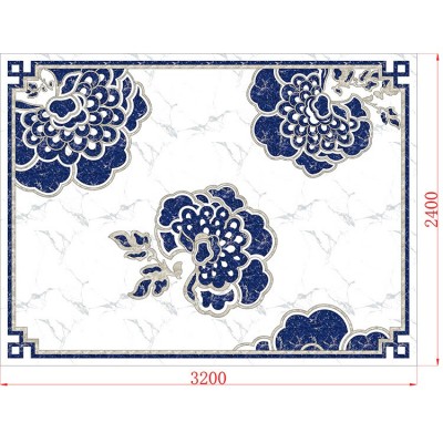 客厅拼花瓷砖800新中式客餐厅现代中式过道灰色仿水刀地板砖拼图图2