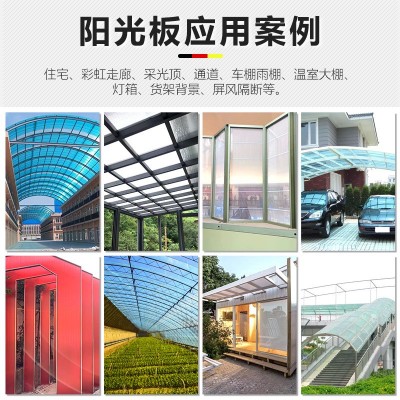 阳光板透明PC隔热双层中空板蓝色蜂窝板彩色雨棚车棚四层塑料板图5