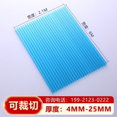 阳光板透明PC隔热双层中空板蓝色蜂窝板彩色雨棚车棚四层塑料板图4
