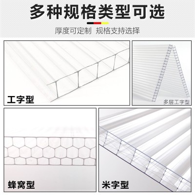 阳光板透明PC隔热双层中空板蓝色蜂窝板彩色雨棚车棚四层塑料板图2