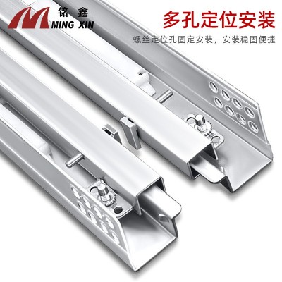 二节隐藏反弹滑轨 抽屉二折隐藏托底反弹导轨家具五金托底轨道图4