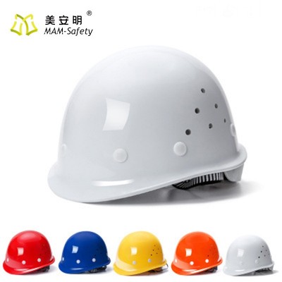 玻璃钢安全帽加厚透气建筑工地施工防砸新国标圆形四季头盔可印字图2