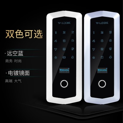 玻璃门指纹锁智能锁免开孔免布线刷卡半导体指纹头办公室玻璃锁图3
