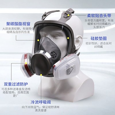 6800过滤式防尘防毒面具滤棉呼吸全面罩化工防甲醛款消防专用图4