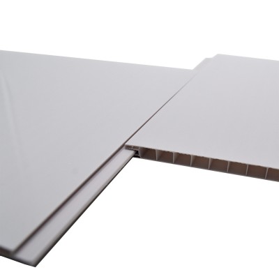 PVC扣板天花板 7mm*25cm平板白色上光集成饰面吊顶printing white图3
