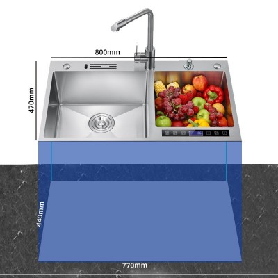 家用超声波水槽 嵌入式洗菜洗碗一体双槽304不锈钢智能超声波水槽图4