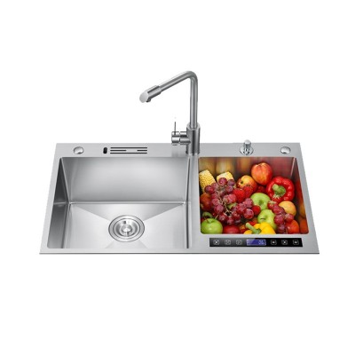 家用超声波水槽 嵌入式洗菜洗碗一体双槽304不锈钢智能超声波水槽图5