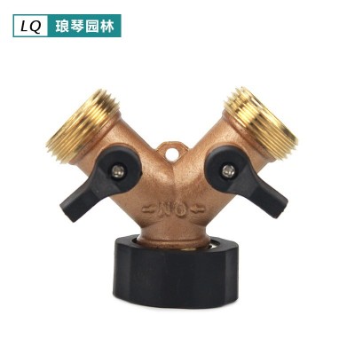 厂家供应园林球阀 美式花园双通球阀 园林全铜球阀接头Y型2路两通图2