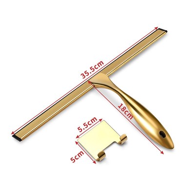 金色有孔不锈钢玻璃刮水器家用擦窗器硅胶清洁工具玻璃刷沐浴刮刀图4