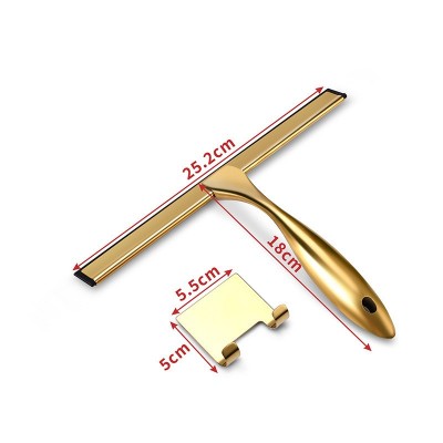 金色有孔不锈钢玻璃刮水器家用擦窗器硅胶清洁工具玻璃刷沐浴刮刀图2