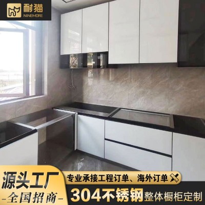 专业不锈钢厨柜定制厂家 西厨岛台开放式厨房 全不锈钢家装合作图2