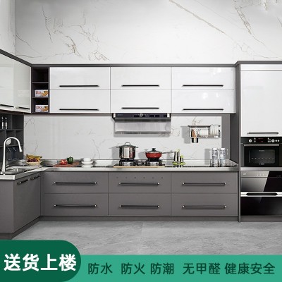 现代简约304不锈钢厨房橱柜整体设计防潮无甲醛一体成型厨房壁橱图2