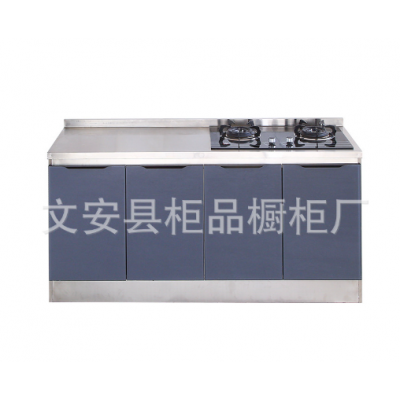 家用一体简易不锈钢整体橱柜现代简约玻璃门厨柜灶台储物柜收纳柜图5