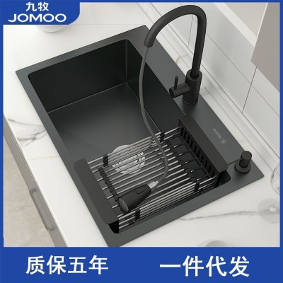 JΟMΟΟ厨房304不锈钢水槽黑色纳米洗菜盆大单槽水池加厚洗碗槽  1套