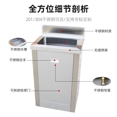 不锈钢洁净洗手池无尘车间实验室单双人洗手池304消毒洁净水槽图2