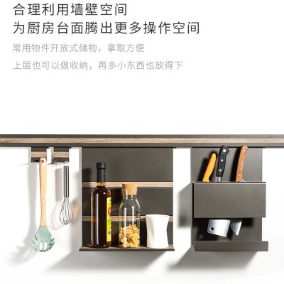 加工定制oem代工不锈钢厨房置物架壁挂咖啡色挂件免打孔调料味图5