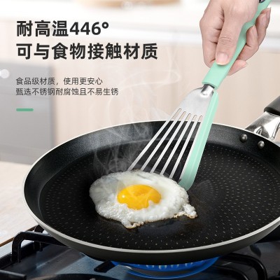 厂家定制硅胶煎鱼铲耐高温锅铲漏铲不锈钢牛扒炒菜铲子厨房用品图4