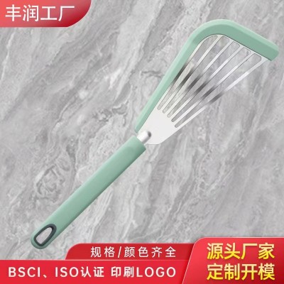厂家定制硅胶煎鱼铲耐高温锅铲漏铲不锈钢牛扒炒菜铲子厨房用品图3