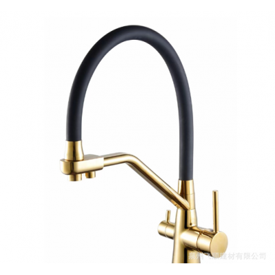 菜盆冷热铜水龙头带净水三用龙头欧式硅胶管厨房三道水水龙头图5